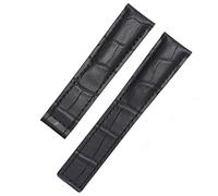 GANYUU Genuine Leather watchband For TAG heuer Wrist band blue Black brown bracelet 19mm 20mm 22mm with folding clasp leather straps(Black no clasp,22mm)