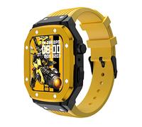 GANYUU Modification Mod Kit For Apple Watch Band Case 42MM 45MM 44MM Metal Frame Silicone Strap (Color : Yellow, Size : 44MM)