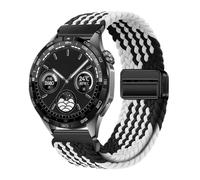 GANYUU Nylon Strap 22mm 20mm For Huawei Watch GT4/Pro 46mm/GT3/GT2 2e Breathable Bracelet For Samsung Watch 6/5/4/3/Gear S3 Watchbands(Black white,For other 20mm)