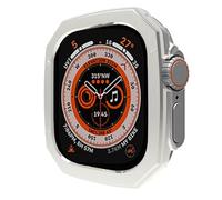GANYUU PC Plating Glossy Case for Apple Watch Ultra 49mm 8 7 41mm 45mm Bumper for IWatch Series 6 SE 5 4 40 44mm Bazel Protective Cover(Silver,Ultra 49MM)