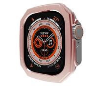 GANYUU PC Plating Glossy Case for Apple Watch Ultra 49mm 8 7 41mm 45mm Bumper for IWatch Series 6 SE 5 4 40 44mm Bazel Protective Cover(Rose gold,40MM)