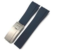 GANYUU Rubber Silicone Watchband 20mm 21mm For Rolex Submariner GMT Daytona Explorer Green Watch Strap(Blue)