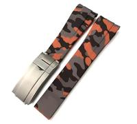 GANYUU Rubber Silicone Watchband 20mm 21mm For Rolex Submariner GMT Daytona Explorer Green Watch Strap(Camo orange)