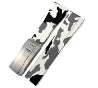 GANYUU Rubber Silicone Watchband 20mm 21mm For Rolex Submariner GMT Daytona Explorer Green Watch Strap(Camo white)