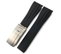 GANYUU Rubber Silicone Watchband 20mm 21mm For Rolex Submariner GMT Daytona Explorer Green Watch Strap(Black)