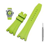 GANYUU Rubber watch strap 27mm watchband for AP 15703 26470SO Royal Oak offshore men sports watch strap bracelet(Light greenNo buckle,27mm)