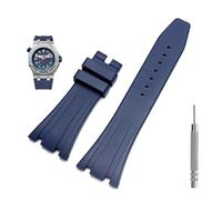 GANYUU Rubber watch strap 27mm watchband for AP 15703 26470SO Royal Oak offshore men sports watch strap bracelet(Blue No buckle,28mm)