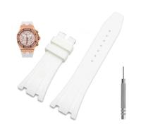 GANYUU Rubber watch strap 27mm watchband for AP 15703 26470SO Royal Oak offshore men sports watch strap bracelet(White No buckle,27mm)