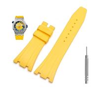 GANYUU Rubber watch strap 27mm watchband for AP 15703 26470SO Royal Oak offshore men sports watch strap bracelet(Yellow No buckle,27mm)