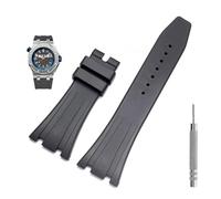 GANYUU Rubber watch strap 27mm watchband for AP 15703 26470SO Royal Oak offshore men sports watch strap bracelet(Black No buckle,28mm)