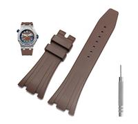 GANYUU Rubber watch strap 27mm watchband for AP 15703 26470SO Royal Oak offshore men sports watch strap bracelet(Brown No buckle,27mm)