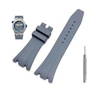 GANYUU Rubber watch strap 27mm watchband for AP 15703 26470SO Royal Oak offshore men sports watch strap bracelet(Gray No buckle,27mm)