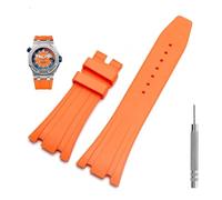 GANYUU Rubber watch strap 27mm watchband for AP 15703 26470SO Royal Oak offshore men sports watch strap bracelet(Orange No buckle,27mm)