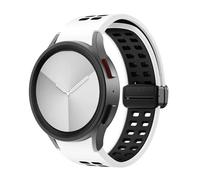 GANYUU Silicone Band for Samsung Watch 4/5/6 40 44mm 5 Pro 45mm Magnetic Band Galaxy Watch 4/6Classic 42 43mm 46 47mm Watchands, White Black, Watch 4Classic 42 46