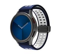 GANYUU Silicone Band for Samsung Watch 4/5/6 40 44mm 5 Pro 45mm Magnetic Band Galaxy Watch 4/6Classic 42 43mm 46 47mm Watchands, Black White, Watch 6Classic 43 47