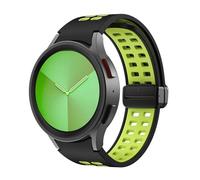 GANYUU Silicone Band for Samsung Watch 4/5/6 40 44mm 5 Pro 45mm Magnetic Band Galaxy Watch 4/6Classic 42 43mm 46 47mm Watchands, black green, Watch 4Classic 42 46