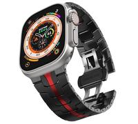 GANYUU Stainless Steel Strap for Apple Watch Ultra 2 Band 49mm 45mm 44mm 42mm, Metal Strap with Deployment Clasp for Apple Watch Series 9 8 7 6 5 4 3 2 1 Ultra/Ultra 2 Men, 42/44/45/49mm, Agate