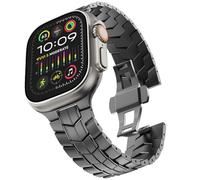 GANYUU Stainless Steel Strap for Apple Watch Ultra 2 Band 49mm 45mm 44mm 42mm, Metal Strap with Deployment Clasp for Apple Watch Series 9 8 7 6 5 4 3 2 1 Ultra/Ultra 2 Men, 42/44/45/49mm, Agate