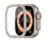 GANYUU Tempered Glass For Apple Watch Ultra 2 49mm Screen Protector Anti-Scratch HD Full Film Metal Bumper iWatch Ultra 49mm Accessorie(Starlight B)