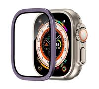 GANYUU Tempered Glass For Apple Watch Ultra 2 49mm Screen Protector Anti-Scratch HD Full Film Metal Bumper iWatch Ultra 49mm Accessorie(Purple)