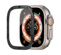GANYUU Tempered Glass For Apple Watch Ultra 2 49mm Screen Protector Anti-Scratch HD Full Film Metal Bumper iWatch Ultra 49mm Accessorie(Black B)