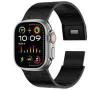 GANYUU Titanium Band for Apple Watch Ultra / Ultra2 Band 49mm, Adjustable Titanium Links with Titanium Magnetic Clasp, Titanium Connectors and DLC Coating, Black, 49mm/45mm/44mm