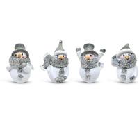 Ganz 1.5" Miniature Glittered Snowman Figurines - Set of 4 Assorted Styles