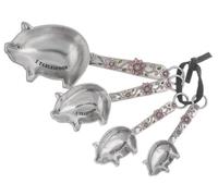 Ganz 4-Piece Measuring Spoons Set, Farmhouse Pigs with Flowers