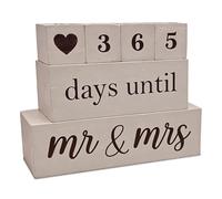 Ganz 6 Piece Wooden Block Wedding Day Countdown Calendar - Rustic Days Until Mr & Mrs Engagement Decor & Bridal Shower Gift