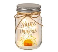 GANZ Shine Like The Whole Universe Is Yours LED 5 x 3 Glass Decorative Mason Twinkle Jar Canister