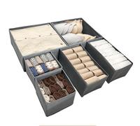 : GaoBangM 6-Pack Drawer Organisers Dividers for Wardrobe and Clothes Foldable Storage Boxes for Underwear, Socks, Bras, Baby Clothes, Accessories Space Saving Home Organisation Solution, Grey