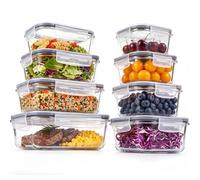 : GaoBangM 8 Pack Glass Food Containers with Airtight Lids, Grey