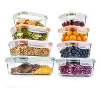 : GaoBangM 8 Pack Glass Food Containers with Airtight Lids, Multicolour