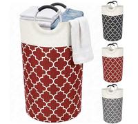 : GaoBangM 85L Large Collapsible Washing Laundry Basket Hamper, Red | Freestanding Tall Clothes Hamper, Foldable Washing Storage Laundry Bin with Padded Handles for Bedroom, Bathroom&Laundry Room