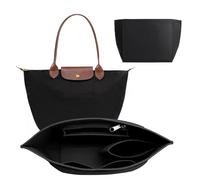 : GaoBangM Bag Insert Organizer for Longchamp,7 Pocket Felt Purse Organiser with Zipper, Multi-Compartment Handbag Liner, Folding Tote Insert for Women Secure Fit Scratch-Proof Protection