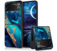 GaoBao Compatible with Samsung Galaxy Z Flip 3 Phone Case, Z Flip 3 Case Glow in the Dark, PC Back Soft TPU Bumper Protective Non-Slip Mobile Phone Case, Marble