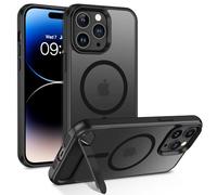 GaoBao for iPhone 14 Pro Max Case with Invisible Titanium Stand, Compatible with MagSafe, Translucent Matte Back Men Boys, Slim Shockproof Magnetic Phone Cover for iPhone 14 Pro Max Case, Black