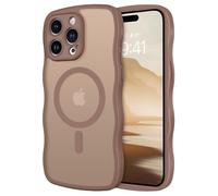 GaoBao for iPhone 15 Pro Max Case,[Compatible with Magsafe] Cute Curly Wave Frame Phone Case Translucent Matte Back TPU Bumper Thin Shockproof Protective Cover for iPhone 15 Pro Max,Desert Titanium