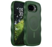 GaoBao Magnetic for Google Pixel 10a Case, Compatible with MagSafe, Non-Slip Grip, Curly Wavy Frame Skin-Friendly Touch, Translucent Matte Shockproof Pixel 10a Case for Men Women, Green