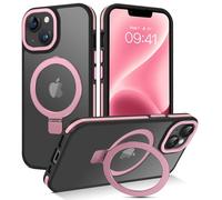 GaoBao Magnetic for iPhone 14 Plus Case with Ring Stand,[Compatible with MagSafe] Translucent Matte Back TPU Bumper Women Men Slim Thin Anti-Slip Shockproof Protective Cover for iPhone 14 Plus,Pink