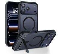 GaoBao Magnetic for iPhone 17/18 Pro Case with Invisible Titanium Stand,Compatible with MagSafe Translucent Matte Back Slim Thin Military Shockproof Phone Cover for iPhone 17/18 Pro Phone Case,Black