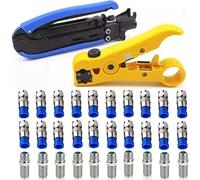 Gaobige Coaxial Compression Tool Coax Cable Crimper Kit Adjustable rg6 rg59 rg11 75-5 75-7 Coaxial Cable Stripper with 20pcs F Male and 10pcs Female to Female rg6 Connectors