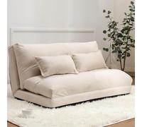 GAOBINGB Upholstered Floor Sofa Couch with Waist Pillows, Adjustable Floor Sofa Bed, Chaise Lounge Chair, Convertible Futon Couch Bed, Folding Couch Bed for Gaming,Living,Room,Bedroom,Beige,Large