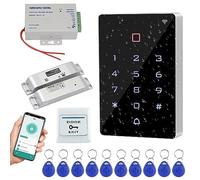 Gaocinys Full Kit of RFID 125KHz Access Control System WIFI Tuya Smart APP Control with 12V Electric Bolt Lock Power Supply Exit Button