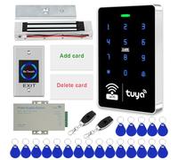 Gaocinys Waterproof WiFi Tuya Access Control System Kits with 125KHz&13.56MHz RFID Keypad,12V DC/5A Power Supply,180KG/350lbs Electric Magnetic Door Lock,Infrared switch, RFID Keychains