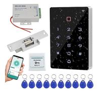 Gaocinys WIFI Tuya APP Access Control System Kit Waterproof RFID Access Control Keypad, Fail-Safe Electric Strike Lock, 12VDC Power Supply Unit, Door Switch Button, 125KHz RFID Badge Key fobs