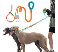 GAOCUNBING Dog Traction Rope, 6.5FT Pet Traction Belt, Double Buckle with Collar, Comfortable Not Tight Around the Neck, Braided Rope Traction for Medium Large Dogs orange color