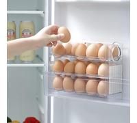 Gaodeding 3-Layer Egg Storage Box, Can Hold 30 Eggs. The Egg Tray Has An Automatic Rotating Lid, Which Can Easily Take Out the Eggs From the Bottom, a Space-Saving and Durable Kitchen Storage Rack