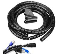 Gaodeding 5m Black Spiral Wrap Cable Tube,Cable Organizer Sleeve- Cuttable,Flexible Cable Organizer Pet-proof Tv Cable Protector, Computer Cord Organizer and Management (28mm)