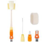 Gaodeding Bottle Cleaning Brush - Five cleaning modes, 5 in 1 multifunctional water bottle brush for baby bottles, water bottles, stemware, teapots, glasses (orange, 37cm)